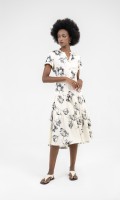 White Leaf Silk Midi Dress